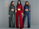 Sims 4 — Denim Noir Set by DOLilac — Includes: (Top + Bottom)