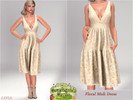Sims 4 — Layla - Wildflower Midi Dress by Layla — A plunge-neck floral midi dress with a gathered tiered skirt For Teen -