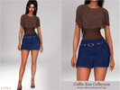 Sims 4 — Layla - Layered Tank Top and Denim Mini Skirt by Layla — Coffee Run Collection