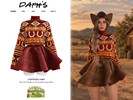 Sims 4 — Countryside Charm - Ranch Knit Sweater and Ornamental Jacquard Skirt by Daph's — A cozy western-inspired outfit
