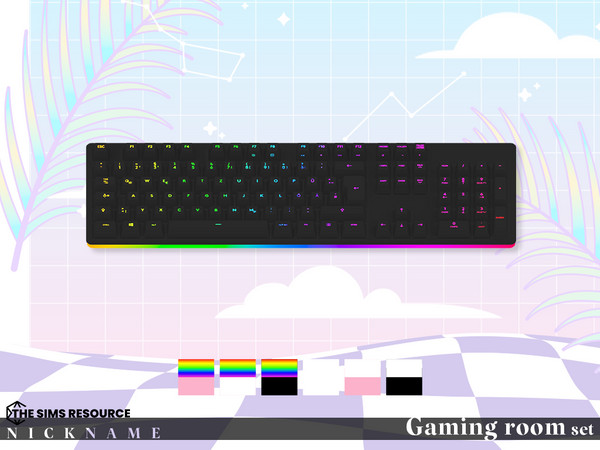 Sims 4 — Gaming room set_keyboard (lights) by NICKNAME_sims4 — Gaming room set 12 package files. -Gaming room set_desk L
