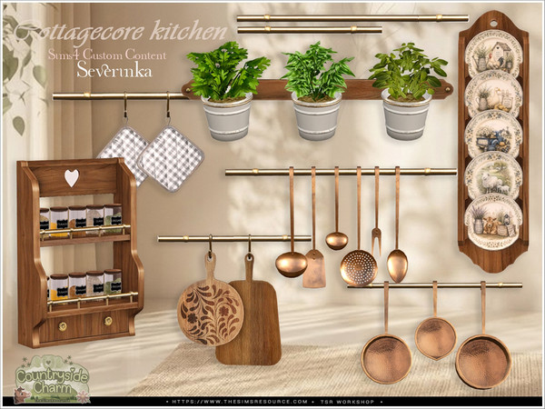Sims 4 — Cottagecore kitchen wall decor by Severinka_ — A furniture and decor set for the kitchen.