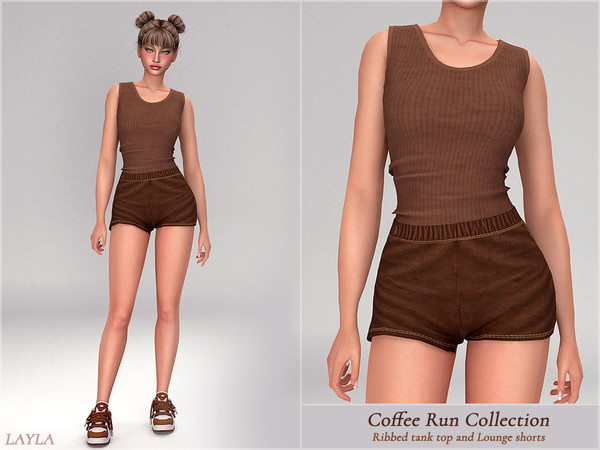Sims 4 — Coffee Run Collection-Lounge Shorts by Layla — Coffee Run Collection