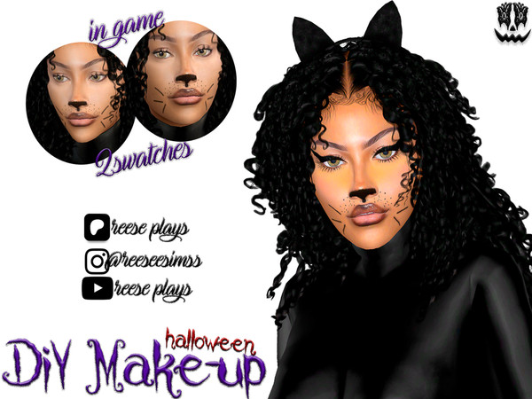 Sims 4 — DIY Cat Lady Halloween Makeup by fairyreese — DIY Cat-Lady Halloween Makeup