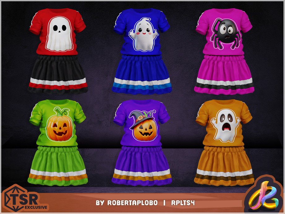 Girl File Set The Sims Resource | Toddler Girl SET - Spooky Season Outfit