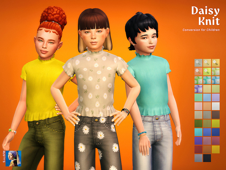 Sims 4 Ruffle Top The Sims Resource | Daisy Ruffle Knit for Child