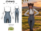 Sims 4 — Countryside Charm - Paisley Denim Jumpsuit by Daph's — A western-inspired denim jumpsuit for The Sims 4,