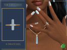 Sims 4 — Kaya Ring by Pitted0live — Long gemstone ring for the left ring finger Custom catalog image Custom spec map