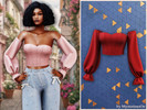 Sims 4 — Off shoulder corset blouse by MysteriousOo — A feminine cropped blouse featuring a structured corset bodice with