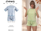 Sims 4 — Plaid PJ SET Tee and Shorts by Daph's — CLOTHES SET571 - Plaid PJ Set Tee and Shorts Your Sims' bedtime wardrobe