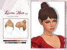 Sims 4 — Laura Hair V2 by Lewbertsn00tles — A hairstyle with a high messy bun and cute bangs. Style 2 of 6