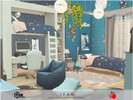 Sims 4 — Jean - bedroom by melapples — a space and music themed bedroom for teen siblings. 6x6