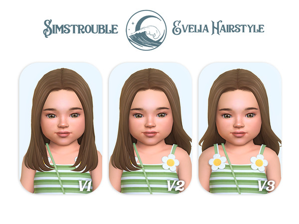 Sims 4 — Evelia V2 - Toddler Conversion by simstrouble — A sleek, medium-length hair featuring a middle part, soft