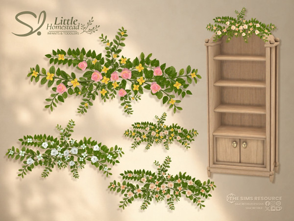 Sims 4 — Little Homestead Hanging Flowers by SIMcredible! — The tranquility of the farmhouse is here in this Little