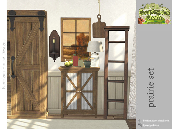 Sims 4 — Prairie Set by kerriganhouse — Give your interiors a rustic, country feel with these adorable farmhouse items.