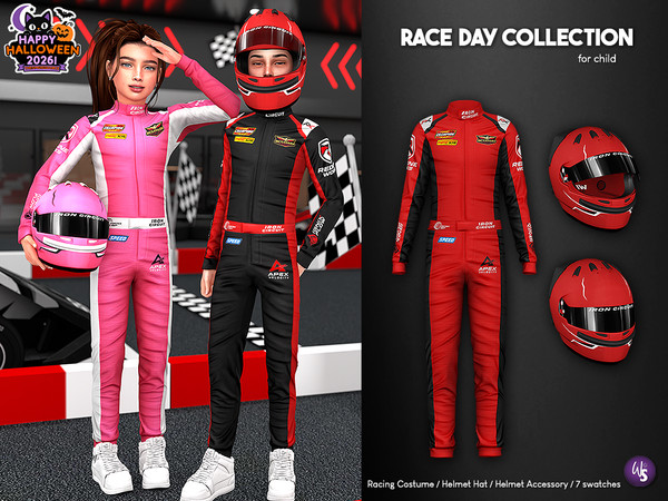 Kid Sim Racing The Sims Resource | Race Day - Racing Costume and Helmet for child