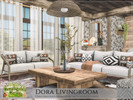 Sims 4 — Countryside Charm - Dora Livingroom by Rirann — Dora is a cozy country living room in brown, white and beige