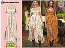 Sims 4 — Countryside Charm Asymmetrical Midaxi Dress by Harmonia — 13 Swatches