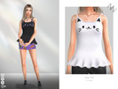 Sims 4 — TANK TOP by ZNsims — Sleeveless, halter style, cat, lace, mid-length style