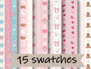 Sims 4 — Cute pinkiminky wallpaper by atinoski — A cute pastel wallpaper collection featuring adorable bows, bunnies,