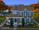 Sims 4 — Evelyn Manor - No CC by Darivalle — Evelyn Manor is a large family home with a soft Victorian exterior and a