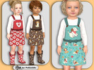 Sims 4 — Toddler Cute Dogs Pinafore and Boots by Pelineldis — Kids fashion clothing: five short pinafore dresses and