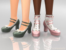 Sims 4 — Vintage bow lace mary jane heels by MysteriousOo — Elegant Mary Jane heels featuring double buckle straps,