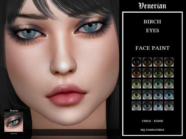 Sims 4 — Birch Eyes by Venerian - Face Paint by Venerian — Two versions available: Non-Default, and Face paint No gender