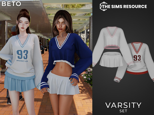 Sims 4 — By Beto - Varsity (Crop top) by Beto_ae0 — Women's varsity attire, enjoy it in your game