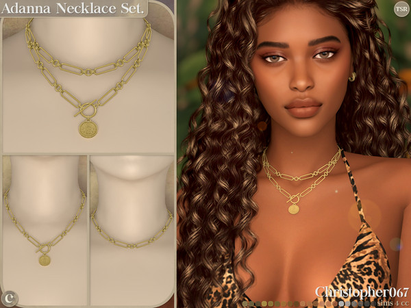 Sims 4 — Adanna Necklace Set - Layered Coin Pendant Chain Necklaces by christopher0672 — This is a refined set of layered