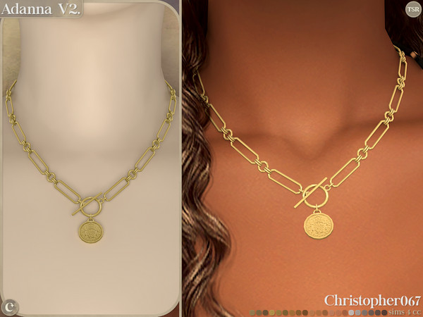 Sims 4 — Adanna Necklace V2 - Coin Pendant Chain Necklace by christopher0672 — This is a refined set of layered chain