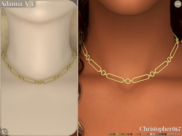 Sims 4 — Adanna Necklace V3 - Chain Choker by christopher0672 — This is a refined set of layered chain necklaces with a