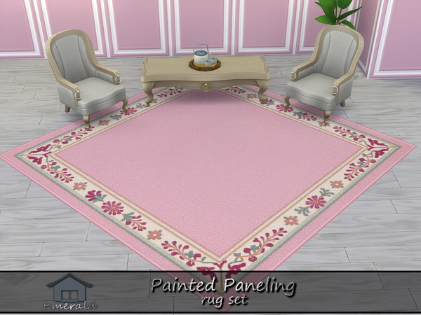 Sims 4 — PaintedPanelingRug2 by Emerald — Painted Paneling is an effective way to modernize any room.(rug set)
