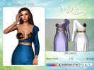 Sims 4 — Long dress with a single sleeve by Mona — -New mesh-