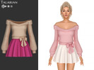 Sims 4 — Ila Outfit With Off Shoulder Knit Top by talarian — Outfit with off-shoulder knit top, ribbed foldover neckline,