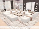 Sims 4 — Lau living Room by BlusterSims — A spacious, elegant living room with white sofas, decorative wall panelling,