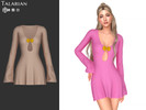 Sims 4 — Dani Dress With Shell Clasp And Keyhole by talarian — Mini dress with deep scoop neckline, shell-shaped clasp,