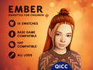 Sims 4 — Ember Hair by qicc — Straight shoulder-length half up half down hair with a top knot and face-framing strands. -