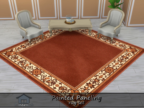 Sims 4 — PaintedPanelingRug4 by Emerald — Painted Paneling is an effective way to modernize any room.(rug set)