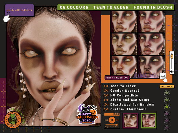 Sims 4 — Degenerate Makeup by unidentifiedsims — 6 Colours