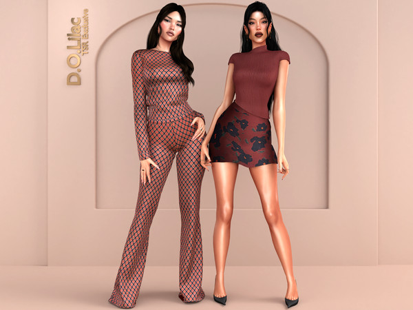 Sims 4 — Scarlet Muse Set by DOLilac — Includes: (2 Top + 2 Bottom)