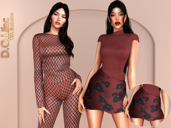 Sims 4 — Scarlet Muse Set -Bottom- by DOLilac — Includes: (2 Top + 2 Bottom)
