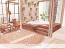 Sims 4 — Luna Bathroom by BlusterSims — Serene, spa inspired retreat with warm wood, soft blush tones, lush greenery, and