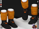 Sims 4 — Shoes KP2F- Child by KaTPurpura — Socks with a bat design, paired with striped leg warmers in Halloween colors