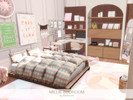Sims 4 — Millie Bedroom by BlusterSims — Millie Bedroom is a cozy, pastel dream featuring plush gingham bedding, warm