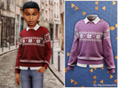 Sims 4 — Child - Nordic snowflake layered sweater by MysteriousOo — A charming knitted sweater featuring Nordic snowflake
