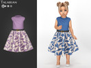 Sims 4 — Blair Midi Dress With Leaf Print And Belt by talarian — Midi dress with sleeveless top, full leaf print skirt,