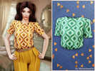 Sims 4 — Vibrant retro geometric blouse by MysteriousOo — Bring vintage vibes to your Sims' wardrobe with this colorful