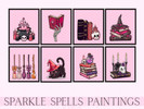 Sims 4 — Sparkle Spells Paintings by jessbtlrr — A collection of 8 sparkly, pink Halloween paintings with 3 different