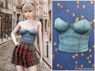 Sims 4 — Strapless denim corset top by MysteriousOo — This trendy denim corset top features a sweetheart neckline,